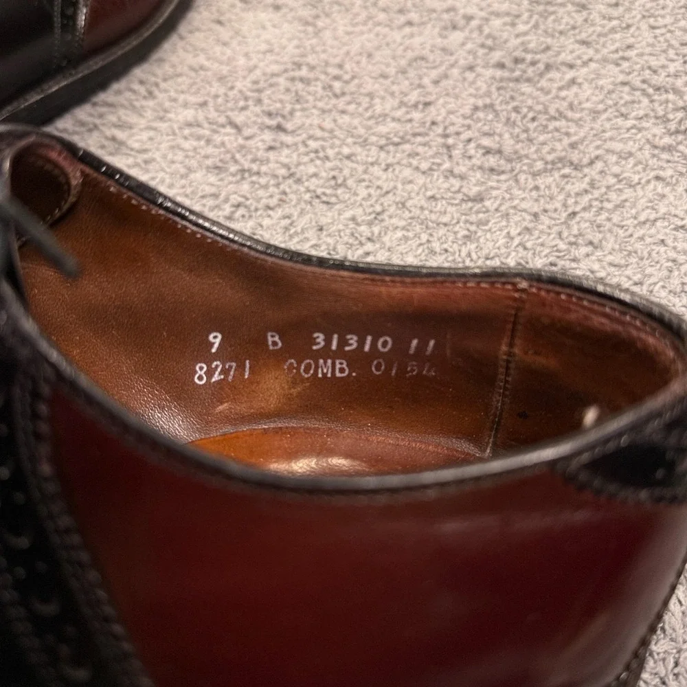Allen Edmonds Polo Shoes Mens Size 9 Narrow Black Burgundy Spectator‎ Oxford USA
